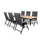 Venture Home Matgrupp Perla med 6 Positionsstolar Panama Table 152/210 Black/Teak+Panama Light 5-pos Chair B GR21735