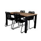 Venture Home Matgrupp Perla med 4 Leon Stapelbara Matstolar Panama Table 152/210 Black/Teak+Lindos Stacking Chair Bl GR21742