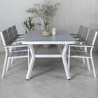 Venture Home Matgrupp Virya 160x90 med 6 Levels Stapelstolar Dining Table White Alu Grey Glass big table+Leve GR21539