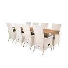 Venture Home Matgrupp Perla med 8 Pishi Karmstolar Panama Dining Table 160/240*90 White Alu Teak+Padova Arm GR18964