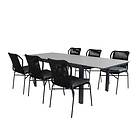 Venture Home Matgrupp Lova med 6 Jefferson Stapelbara Matstolar Levels Table 160/240 Black/Grey+Julian Dining Chair GR21642
