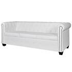 vidaXL Chesterfield 3-sits konstläder vit 242372