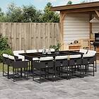 vidaXL Matgrupp för trädgården med dynor 13 delar svart konstrotting 3278165