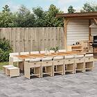 vidaXL Matgrupp för trädgården med dynor 17 delar beige konstrotting 3277959