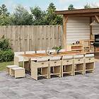 vidaXL Matgrupp för trädgården med dynor 15 delar beige konstrotting 3277947