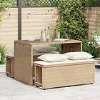 vidaXL Matgrupp för trädgården 3 delar med dynor beige konstrotting 4003906