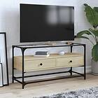 vidaXL Tv-bänk med glasskiva sonoma ek 98x35x51 cm konstruerat trä 846065