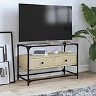 vidaXL Tv-bänk med glasskiva sonoma ek 80x35x51 cm konstruerat trä 846060