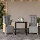 vidaXL Matgrupp för trädgården med dynor 3 delar mixbeige konstrotting 3213448