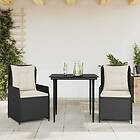 vidaXL Matgrupp för trädgården med dynor 3 delar svart konstrotting 3262826