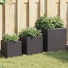 vidaXL Plant Pots 3 pcs Artificial Rattan Black