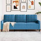 vidaXL 3-sitssoffa blå 180 cm sammet 4007643