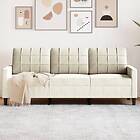 vidaXL 3-sitssoffa gräddvit 180 cm sammet 4007642