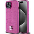 DKNY Läder Pattern Metal Logo till iPhone 15/14/13