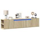 vidaXL Väggmonterad tv-bänk LEDs sonoma-ek 180x31x39,5 cm 3307956