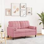 vidaXL 2-sitssoffa med prydnadskuddar rosa 120 cm sammet 3278212