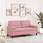 vidaXL 2-sitssoffa med prydnadskuddar rosa 140 cm sammet 3278222