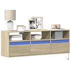 vidaXL Väggmonterad tv-bänk LEDs sonoma-ek 130x31x45 cm 852343
