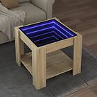 vidaXL Soffbord med LEDs sonoma-ek 53x53x45 cm konstruerat trä