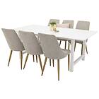 Venture Design Count & Leone matgrupp Vit/grå 6 st stolar & bord 220 x 100 cm