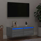 vidaXL Tv-bänk med LED-belysning grå sonoma 75x35,5x25 cm