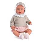 Así Leonora baby doll in pink flowerprint panties and beige sweater