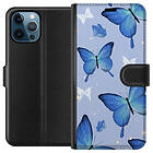 Plånboksfodral till Apple iPhone 12 Pro med Blå fjärillar motiv