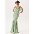 Goddiva Frilly Chiffon Off Shoulder Maxi Dress