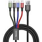 Baseus 3en1 Rapid USB 2,0 type A vers Micro USB, Type C & 2x Lightning M/M 1,2m