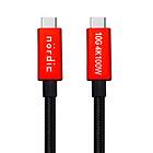 NÖRDIC 25cm USB3.2 Gen2 SuperSpeed USB 10Gbps USB-C till C nylonflätad kabel med Power Delivery 100W, 4K60Hz video och Emarker