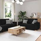 vidaXL Soffgrupp med dynor 2 delar svart tyg 3324693