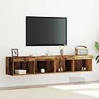 vidaXL TV Väggskåp med LED-lampor 2 st Gamla trä 80x30x30 cm