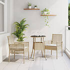 vidaXL 3-delat Trädgårdsmöbelset Beige Polyrotting 3334949