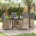 vidaXL 5-delat trädgårdsdining set med kuddar beige Poly Rattan