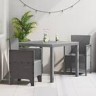 vidaXL 3-delat Trädgårdsmatsalsset Ljusgrå Poly Rattan 3378687