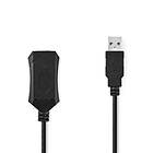Nedis Aktiv USB-kabel USB 2,0 USB-A Hane USB-A Hona 480 Mbps 10,0 m Rund Nickelplaterad PVC Koppar Label
