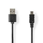 Nedis USB-kabel USB 2,0 USB-A Hane Mini 5-Pin Hane 480 Mbps Nickelplaterad 2,00 m Rund PVC Svart Label