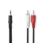 Nedis Stereoljudkabel 3,5 mm Hane 2x RCA Hane Nickelplaterad 10,0 m Rund Svart L