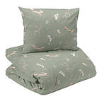 Redlunds Stampe Grön Söta Djur Barn Bäddset Enkeltäcke 150x210