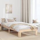 vidaXL Natural Pine Wood Bed Frame Natural Solid Pine wood 90 x 200 cm