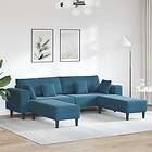 vidaXL Velvet Sofa with Cushion 3 pcs Blue 208 cm Velvet
