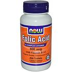Now Foods Folic Acid 800mcg + B-12 250 Tabletter