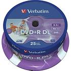 Verbatim DVD+R DL 8,5GB 8x 25-pack Spindle Wide Inkjet