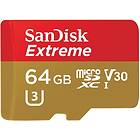 SanDisk Extreme microSDXC Class 10 UHS-I U3 V30 90/60MB/s 64GB