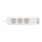 Deltaco 3-Way 2xUSB 5m