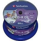 Verbatim DVD+R DL 8.5GB 8x 50-pack Cakebox Wide Inkjet