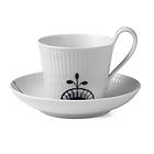 Royal Copenhagen Black Fluted Mega Kaffekopp med asjett 25cl