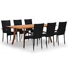 vidaXL 7 Piece Garden Dining Set Black