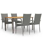 vidaXL 5 Piece Garden Dining Set Poly Rattan Grey