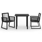 vidaXL 3 Piece Outdoor Dining Set PVC Rattan Black